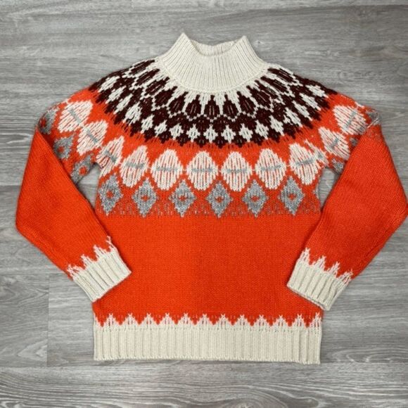 Ricki's Womens Knitted Sweater Boho Print Ribbed Mock Neck Red Size Small - Picture 1 of 6